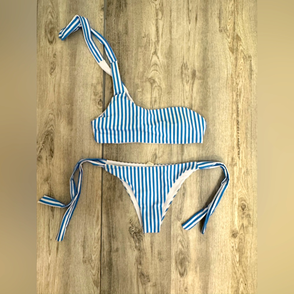 Blue Striped Bikini Set - Picture 1 of 6